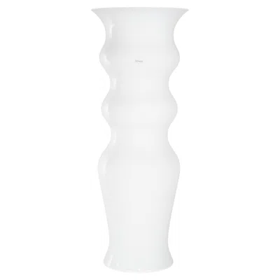 Pre-owned Venini Rare Tall Vase Odalische White Murano Glass, Signed 2009, Made In Italy