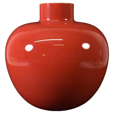 Pre-owned Venini Red Italian  Art Glass Vase, 1981 8.5" Tall