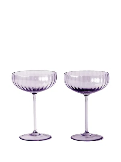 Venini Ribbed-detail Champagne Flute In Purple