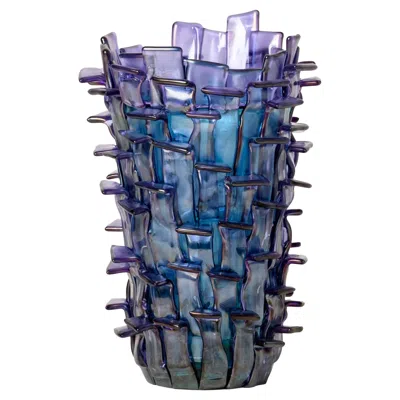 Pre-owned Venini Ritagli 552.00 Lilac/mint Murano Glass Vase Fulvio Bianconi - Damiani In Purple