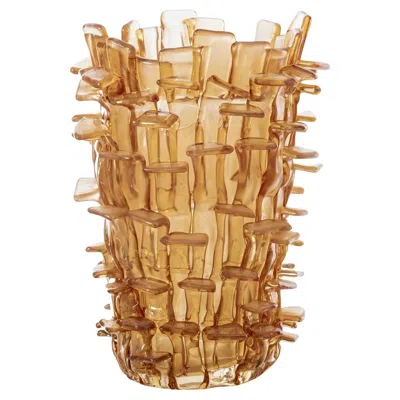 Pre-owned Venini Ritagli 552.00 Peach Murano Glass Vase Fulvio Bianconi - Damiani In Brown