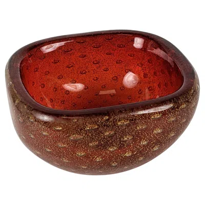 Pre-owned Venini Ruby Bullicante Bowl By Carlo Scarpa In Brown