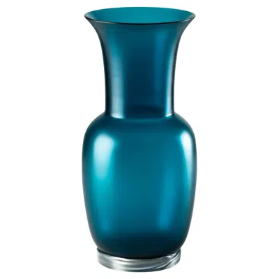 Pre-owned Venini Satin 706.22 Medium Horizon/crystal - Murano Glass Vase - Damiani In Blue