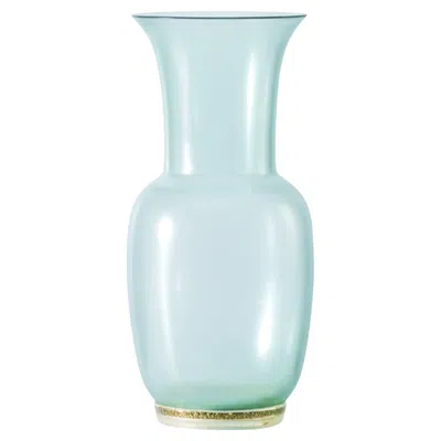 Pre-owned Venini Satin 706.24 Large Verde Rio/gold Leaf/crystal - Glass Vase - Damiani In Blue