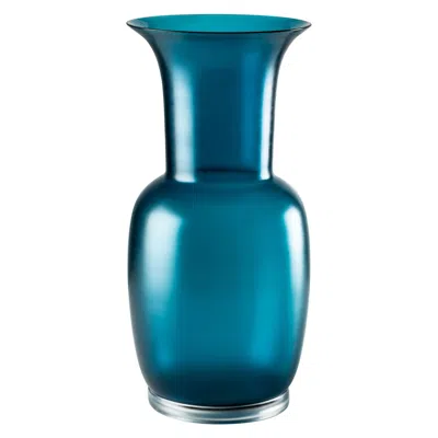 Pre-owned Venini Satin Large Vase In Horizon Crystal Murano Glass In Blue