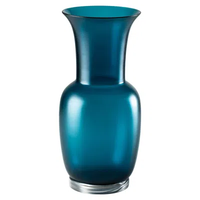 Pre-owned Venini Satin Small Vase In Horizon Crystal Murano Glass In Blue
