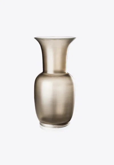 Venini Satin Vase In Sheer Glass In Brown