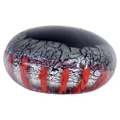 Pre-owned Venini Sculpture Made Of Blown Glass, Silver Leaf, And Red Inlays, Attributed To