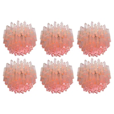 Pre-owned Venini Sert 6 Italian Chandeliers Made By 107 Crystal Prism Quadriedri, Murano In Brown