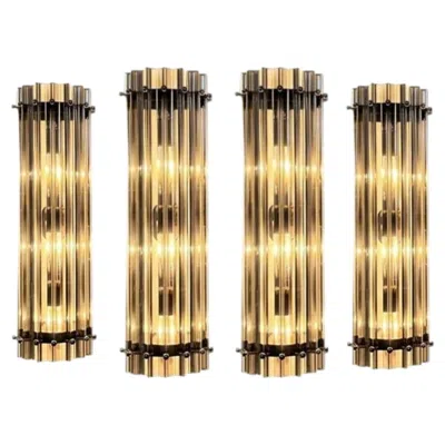 Pre-owned Venini Set Four Italian Smoked Wall Sconces,  Style Murano, 1990s In Sand