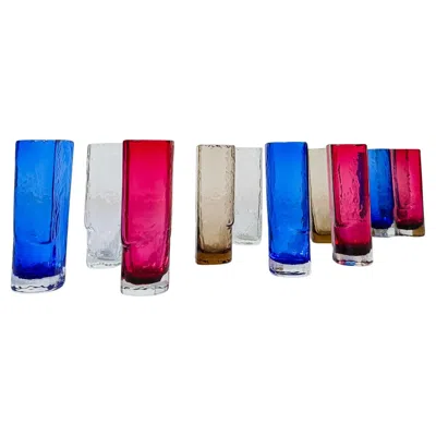 Pre-owned Venini Set Of 12 Murano's Colored Long Drink Glasses By Nason Moretti, Italy 60s In Gray