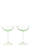 Venini Set Of 2 'bollicine' Champagne Cups ⌀ 10.8 Cm In Green