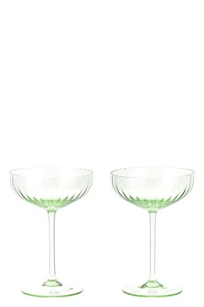 Venini Set Of 2 'bollicine' Champagne Cups ⌀ 10.8 Cm In Green