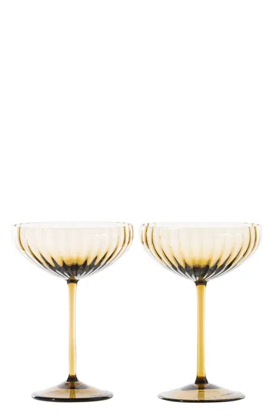 Venini Set Of 2 'bollicine' Champagne Cups ⌀ 10.8 Cm In Brown
