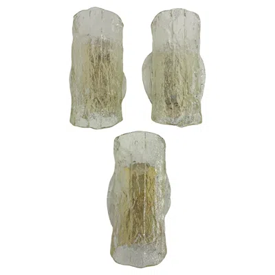 Pre-owned Venini Set Of 3 Large Murano Glass Wall Lamps Attributed To , 1950s In Brown