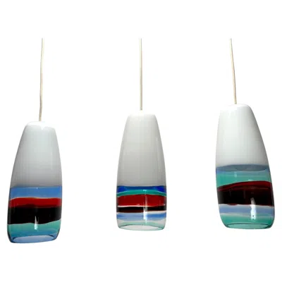Pre-owned Venini Set Of 3 Multicolor Pendants By Massimo Vignelli For , Italy, Mod. 4035 In Transparent
