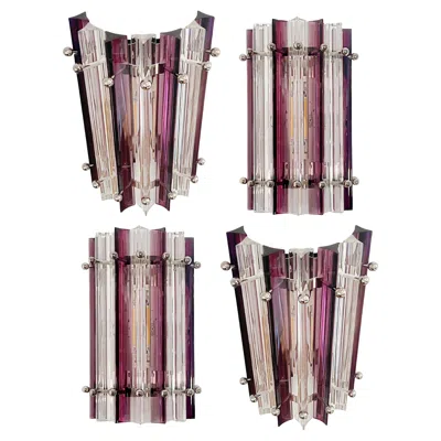 Pre-owned Venini Set Of Four Italian Wall Sconce,  Style Murano, 1990s In Brown