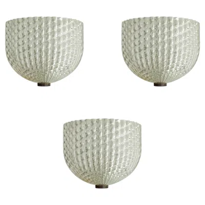 Pre-owned Venini Set Of Three  �diamante� Murano Glass Ceiling Lamps, Italy, 1940s In Clear
