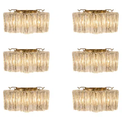 Pre-owned Venini Set Six Italian Murano Sconces In Sand