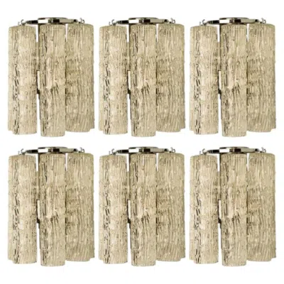 Pre-owned Venini Several Clear Gold Glass Chrome Sconces By , Italy 1970 In Sand