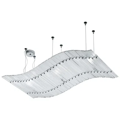 Pre-owned Venini Short Tappeto Volante Pendant Light In Crystal Glass In Transparent