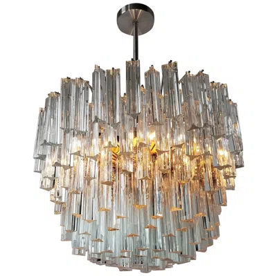 Pre-owned Venini Signed Camer Eight-tier Glass Prism Chandelier, 1960s, Italia In Brown