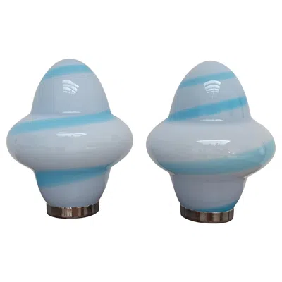 Pre-owned Venini Six Modern Table Lamps In Murano By Ettore Sottsass For , Signed Ca. 1994 In Blue