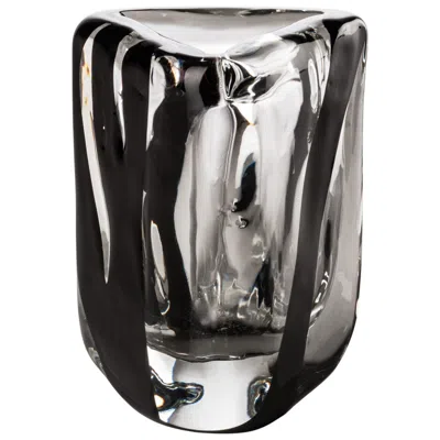 Pre-owned Venini Small Black Belt Triangular Glass In Crystal And Black By Peter Marino