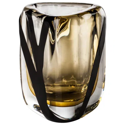 Pre-owned Venini Small Black Belt Triangular Glass In Crystal And Tea By Peter Marino