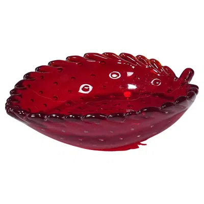 Pre-owned Venini Small Leaf Bowl By Tyra Lundgren For  In Red
