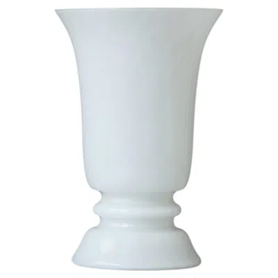 Pre-owned Venini Small Vintage White Murano Swirl 'torchiere' Glass Table Lamp, Italy, 1970s