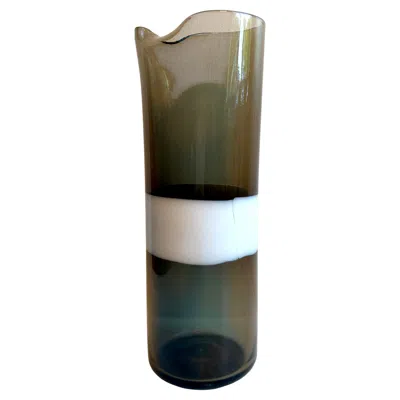 Pre-owned Venini Smoke Art Glass Vase / Carafe, Incised Signature, By , Italy, C. 1970 In Black