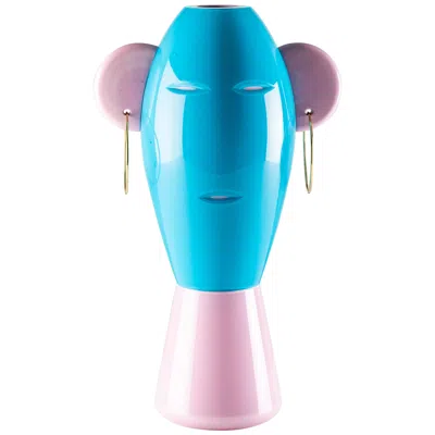 Pre-owned Venini Soldato Di Vetro Glass And 18k Gold Sculpture By Alessandro Mendini For  In Blue