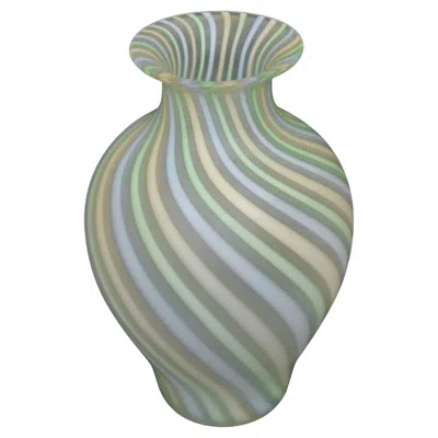 Pre-owned Venini Sommerso Urn Shape Pastel Color & Frosted Blown Murano Glass Vase, Italy In Transparent