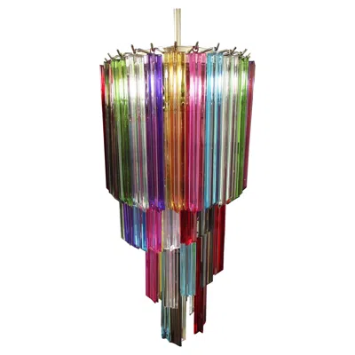Pre-owned Venini Sophisticated And Amazing Multicolored Arlecchino Murano Chandelier In Brown
