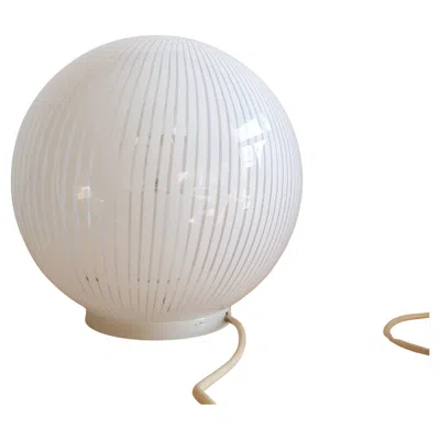 Pre-owned Venini Spherical Lamp Tessuto Series Glass White Stripes Murano 1960s Design