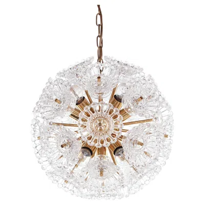 Pre-owned Venini Sputnik Murano Chandelier Glass & Brass By  Attr. 1960s In Transparent