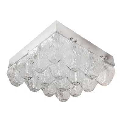 Pre-owned Venini Striated Glass Element Flush Mount In Transparent