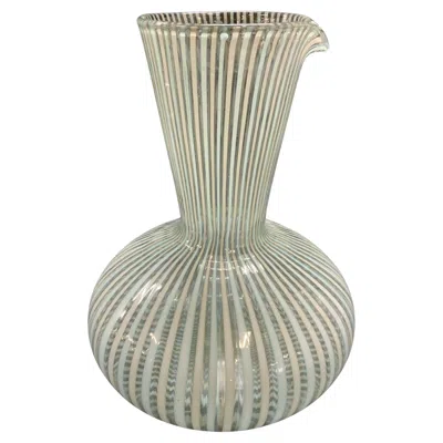 Pre-owned Venini Striped ‘a Canne' Glass Carafe By Gio Ponti For  In Gray