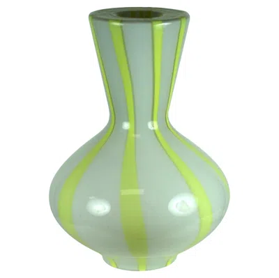 Pre-owned Venini Striped Glass Pendant Fixture, Italy In Green