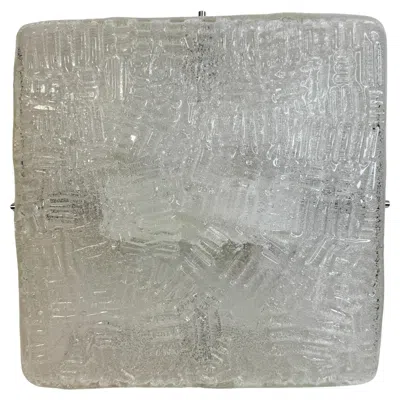 Pre-owned Venini Stunning Heavy Large Murano Square Glass Flush Mount Ceiling Light, 1960s In Transparent