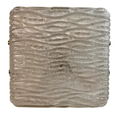 Pre-owned Venini Stunning Heavy Murano Square Glass Flush Mount Ceiling Light, 1960s In Transparent