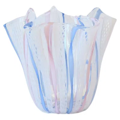 Pre-owned Venini Style Italian Murano Art Glass Handkerchief Vase In Purple