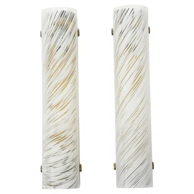 Pre-owned Venini Style Murano Glass Sconces With Brass Backplates, 1960s In Transparent