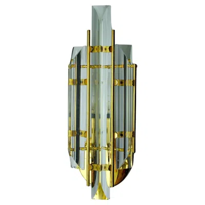 Pre-owned Venini Style Wall Light, Triedri Glass, Murano, Italy, 1970 In Brown
