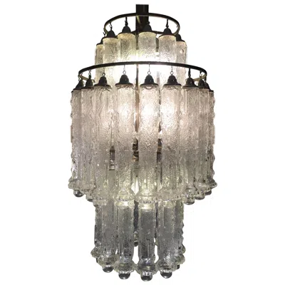 Pre-owned Venini Superb Italian Murano Chandelier  Style, 1960s In Transparent