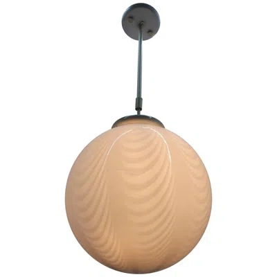 Pre-owned Venini ´swirl´ Sphere Chandelier Or Lantern In Murano Glass, Circa 1970s In Sand