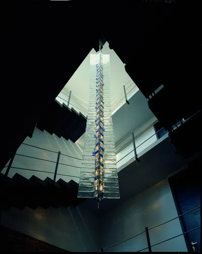 Pre-owned Venini Tazebao Grand Sculpture Pendant Light In Crystal And Sapphire Glass In Blue