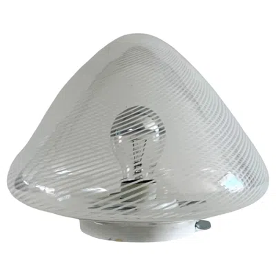 Pre-owned Venini , 'tessuto' Technique Flush Mount In Murano Glass, Circa 1980 In Transparent
