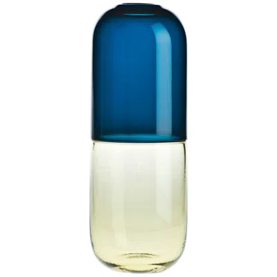 Pre-owned Venini Testosterone Happy Pills Vase In Horizon Blue & Yellow By Fabio Novembre